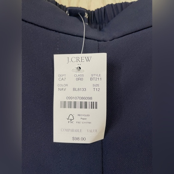 J. Crew Jamie pant with elastic waist Navy Size 12T NWT - Picture 6 of 6
